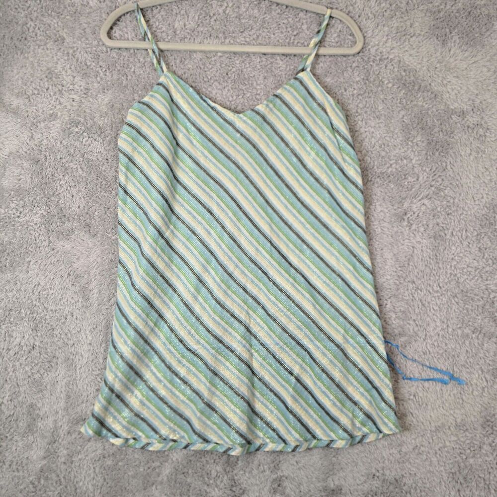 Vintage Old Navy Y2K Spaghetti Striped Tank Top Adjustable Waist Large Fairy